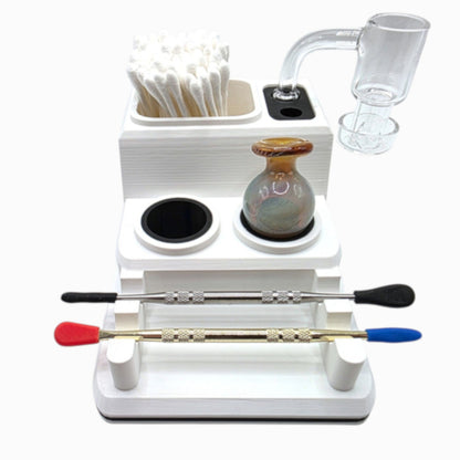 Dabdock Lite compact organizer with silicone-lined holders for 2 caps and 10/14mm accessories