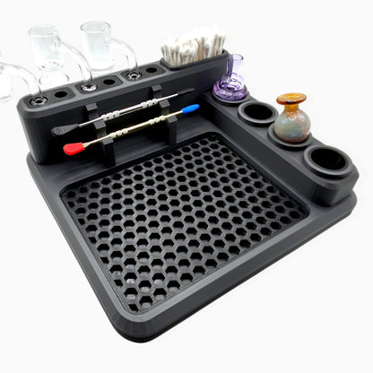 Dabdock Tray organizer with silicone mat, cap holders, tool slots and 10/14mm accessory slots