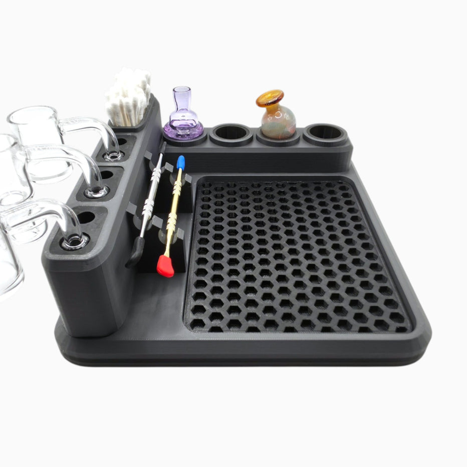Dabdock Tray organizer with silicone mat, cap holders, tool slots and 10/14mm accessory slots