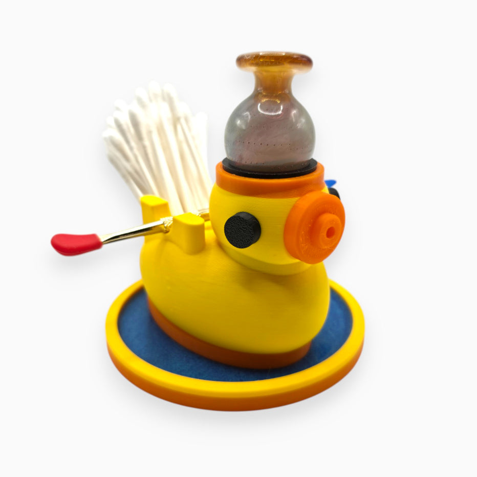 Dabduck, a duck-shaped 3D-printed desktop organizer with silicone-lined holders