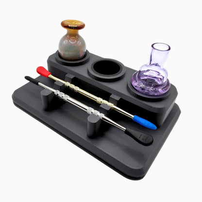 Organizer with silicone holders for 3 caps and 2 tools, 3D-printed by Dabdock